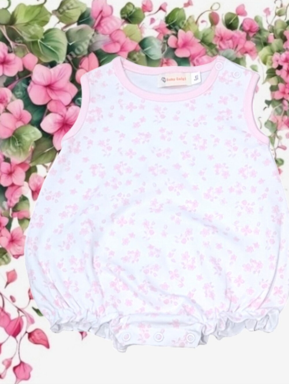 Baby Luigi Girl's All-over Print Floral Bubble Romper